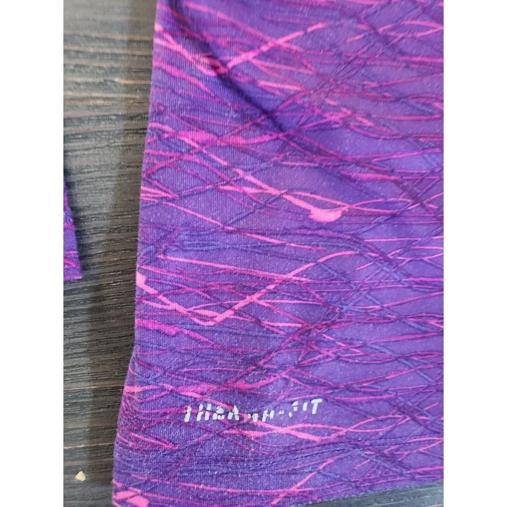 Nike Pro Combat Shirt Purple Dri Fit Fitted 1/4 Zip Thumb Holes Logo Women Sz S - Picture 5 of 15